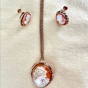 Vintage Van Dell Cameo Earrings & Necklace